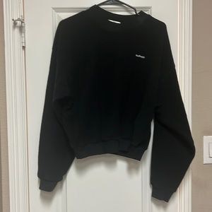 WOMENS BLACK MADHAPPY FRENCH TERRY CROPPED SWEATSHIRT SIZE LARGE